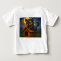 Cute Baby Werewolf on Dog House Fantasy Art