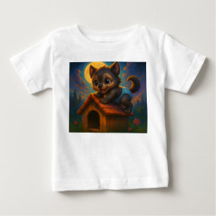 Cute Baby Werewolf on Dog House Fantasy Art T-Shirt