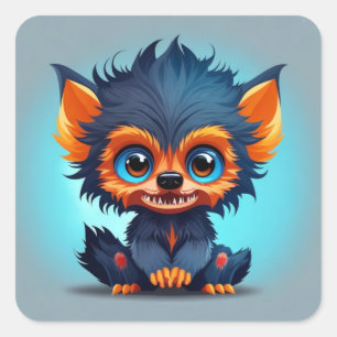 Cute Baby Werewolf Square Sticker