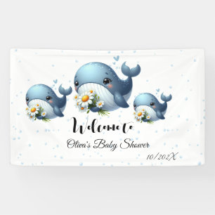 Cute Baby Whale Baby Shower Banner
