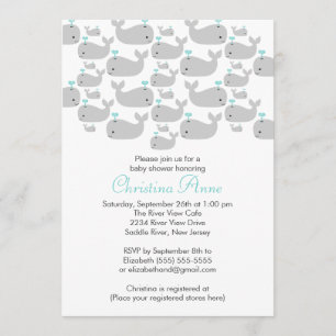 Cute Baby Whale Baby Shower Invitations
