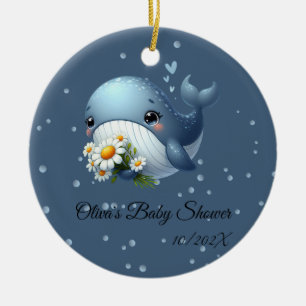 Cute Baby Whale Baby Shower Ornament