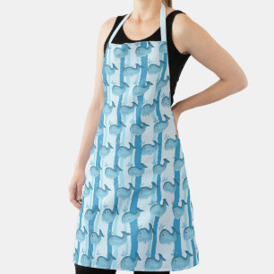 Cute Baby Whale Blue Stripes Apron