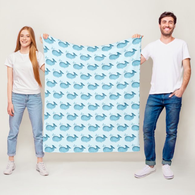 Cute Baby Whale Fleece Blanket (In Situ)