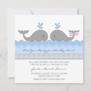 Cute Baby Whale Gender Reveal Invitation