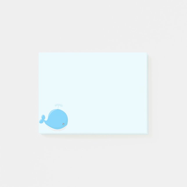 Cute baby whale kawaii cartoon kids post-it notes (Front)
