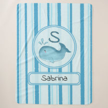 Cute Baby Whale Personalize Sherpa Blanket