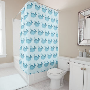 Cute Baby Whale Shower Curtain