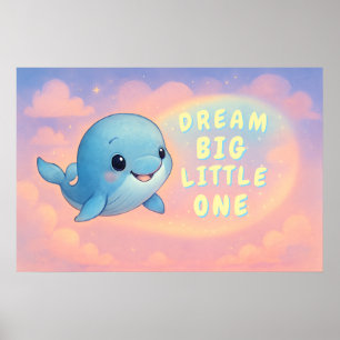 Cute Baby Whale with Custom Quote, Nursery Poster