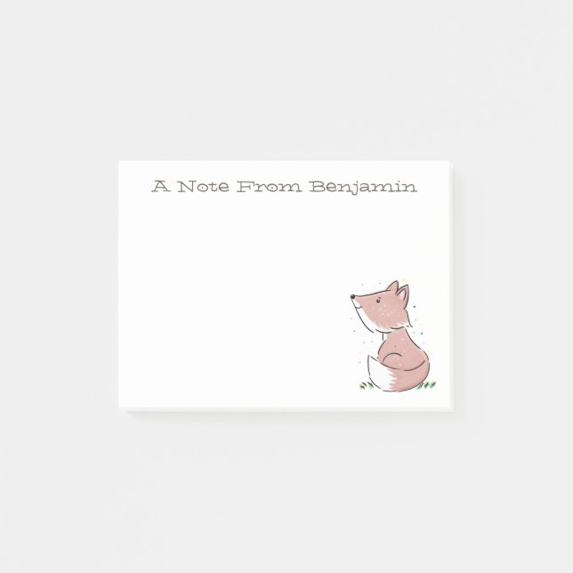 Cute baby whimsical fox illustration post-it notes (Front)