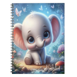 Cute Baby White Elephant Spiral Notebook