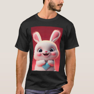 Cute baby white rabbit happy smile big eyes Valent T-Shirt