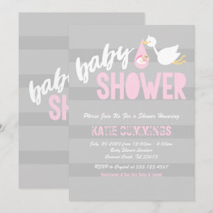 Cute Baby with a Stork Baby Shower Invitation