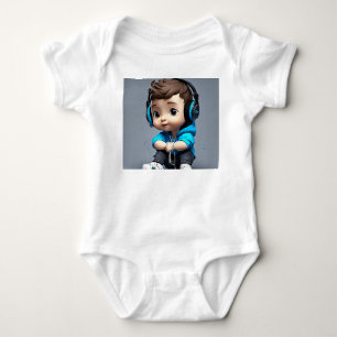 🎤 Cute Baby With Glasses Holding Microphone Fun Bodysuit