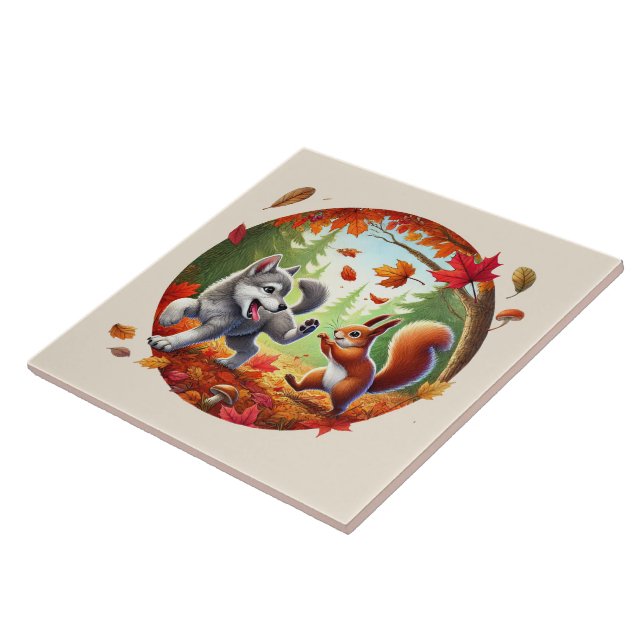 Cute baby wolf squirrel  tile (Side)