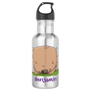 Cute baby wombat cartoon illustration 532 ml water bottle