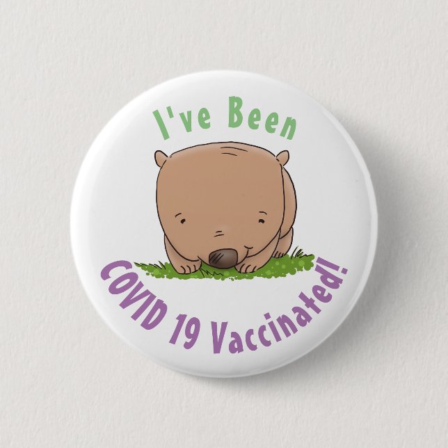 Cute baby wombat cartoon illustration 6 cm round badge (Front)