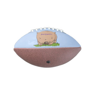 Cute baby wombat cartoon illustration american football