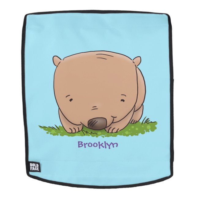 Cute baby wombat cartoon illustration backpack (Removable Face)