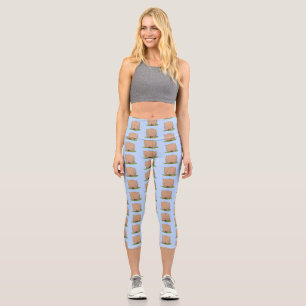 Cute baby wombat cartoon illustration capri leggings