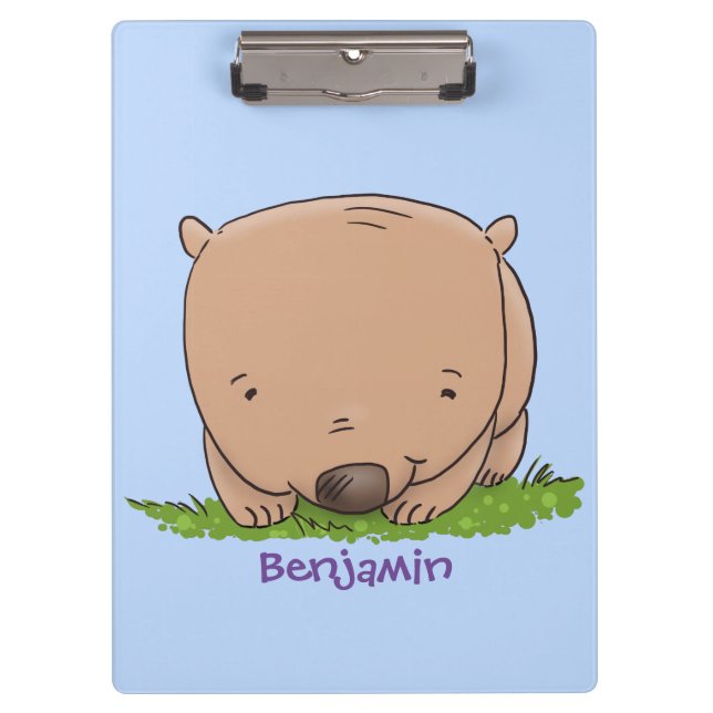 Cute baby wombat cartoon illustration clipboard (Front)