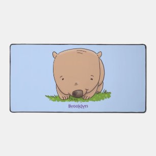 Cute baby wombat cartoon illustration desk mat