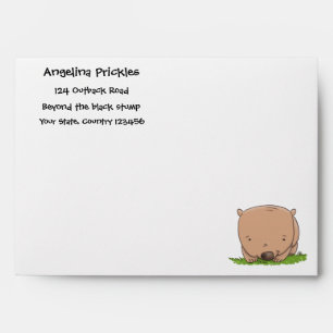 Cute baby wombat cartoon illustration envelope