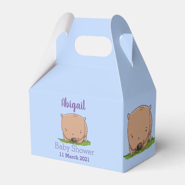 Cute baby wombat cartoon illustration favour box (Front Side)