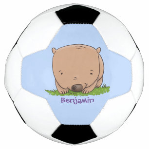 Cute baby wombat cartoon illustration football