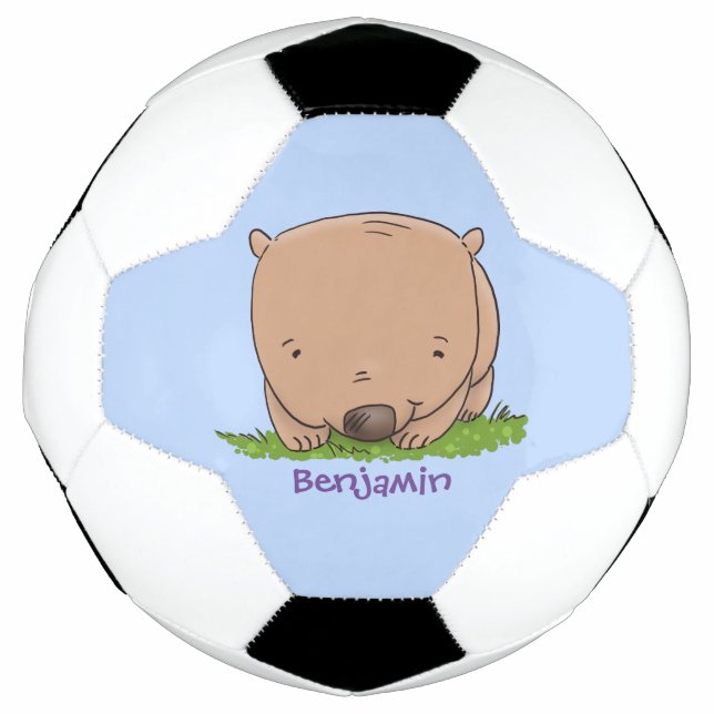 Cute baby wombat cartoon illustration football (Front)