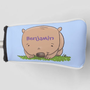 Cute baby wombat cartoon illustration golf head cover