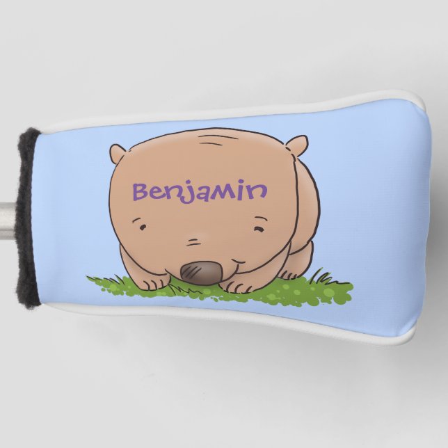 Cute baby wombat cartoon illustration golf head cover (Front)