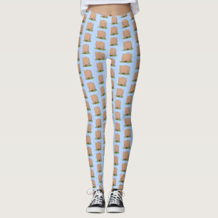 Cute baby wombat cartoon illustration leggings