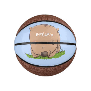 Cute baby wombat cartoon illustration mini basketball