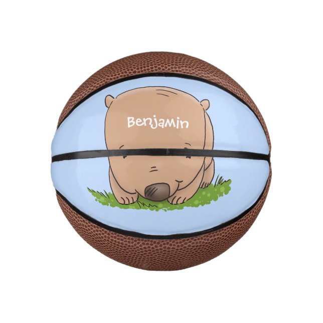 Cute baby wombat cartoon illustration mini basketball (Front)