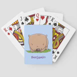 Cute baby wombat cartoon illustration playing cards