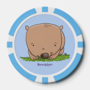 Cute baby wombat cartoon illustration poker chips