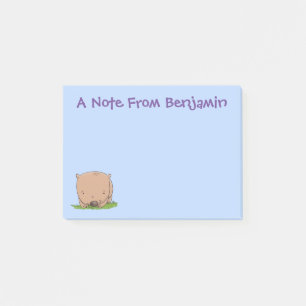Cute baby wombat cartoon illustration post-it notes