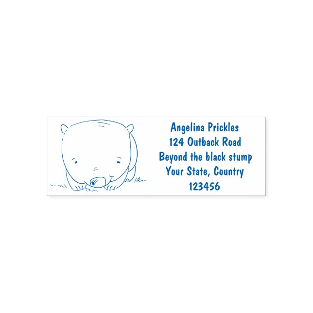 Cute baby wombat cartoon illustration self-inking stamp (Design)