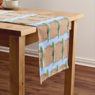 Cute baby wombat cartoon illustration short table runner
