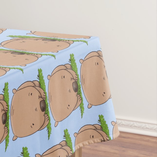 Cute baby wombat cartoon illustration tablecloth (In Situ)