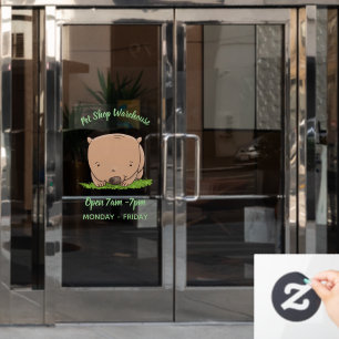 Cute baby wombat cartoon illustration window cling