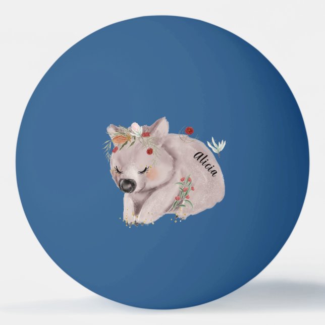Cute Baby Wombat Gold Speckle CustomPing Pong Ball (Front)
