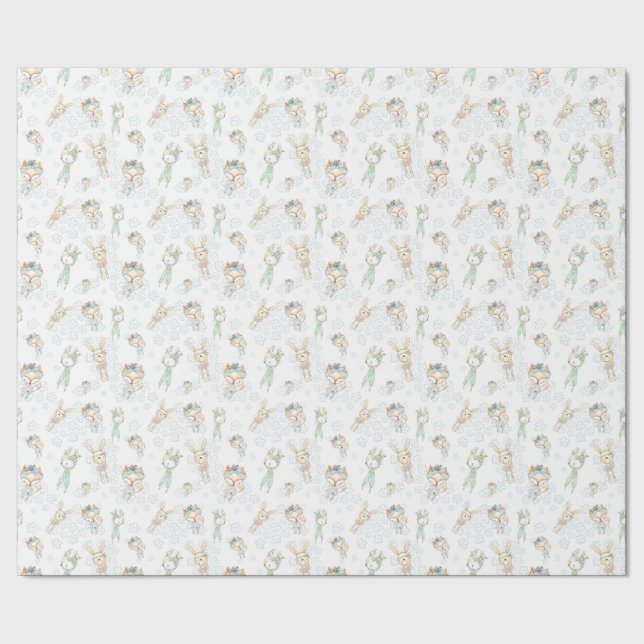 Cute Baby Woodland Animals Wrapping Paper (Seam)