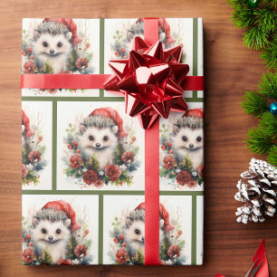 Cute Baby Woodland Hedgehog Christmas Wrapping Paper