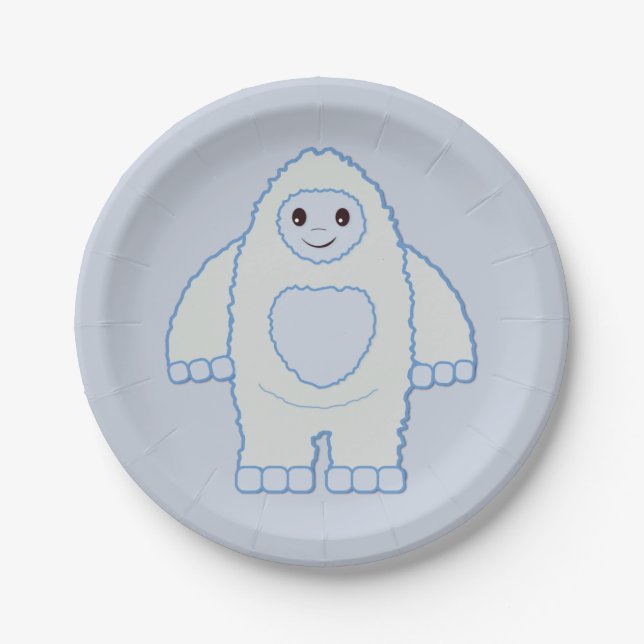 Cute Baby Yeti Paper Plate (Front)
