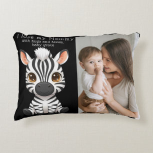 Cute Baby Zebra Art, Child's Name & Message photo Decorative Cushion