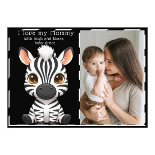 Cute Baby Zebra Art, Child's Name & Message photo Print