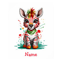 Cute Baby Zebra Custom Name