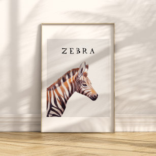 Cute Baby Zebra Drawing Kids Poster 